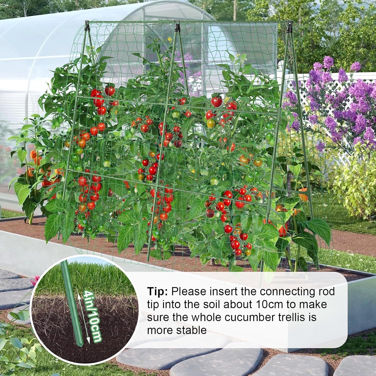 2PCS Cucumber Trellis for Climbing Plants Outdoor, Garden Trellis for Raised Bed Garden,Vegetable Grow Supports with