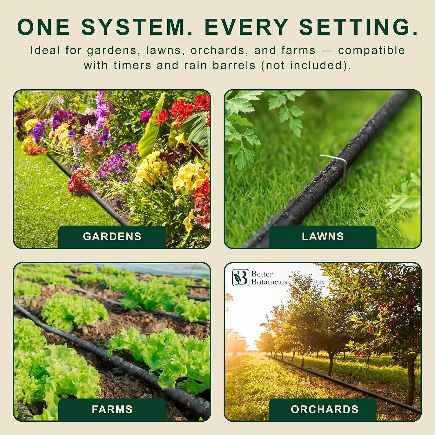 100 FT Flat Soaker Hose (2 x 50 FT) – Drip Irrigation for Garden Beds, Raised Beds & Landscaping – Kink-Resistant, Even