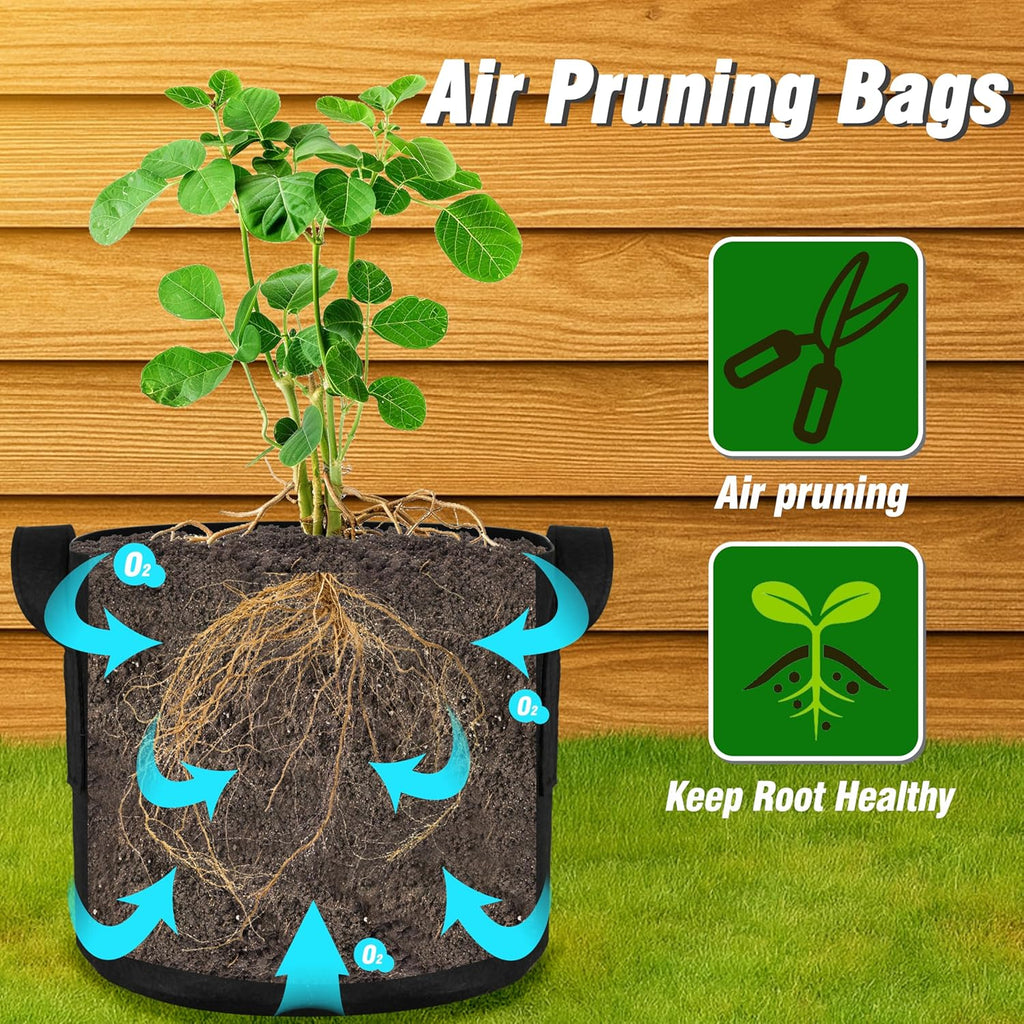 12-Pack 5 Gallon Grow Bags | Heavy Duty Fabric Pots with Durable Handles, Reusable Plant Bags for Vegetable, Flowers