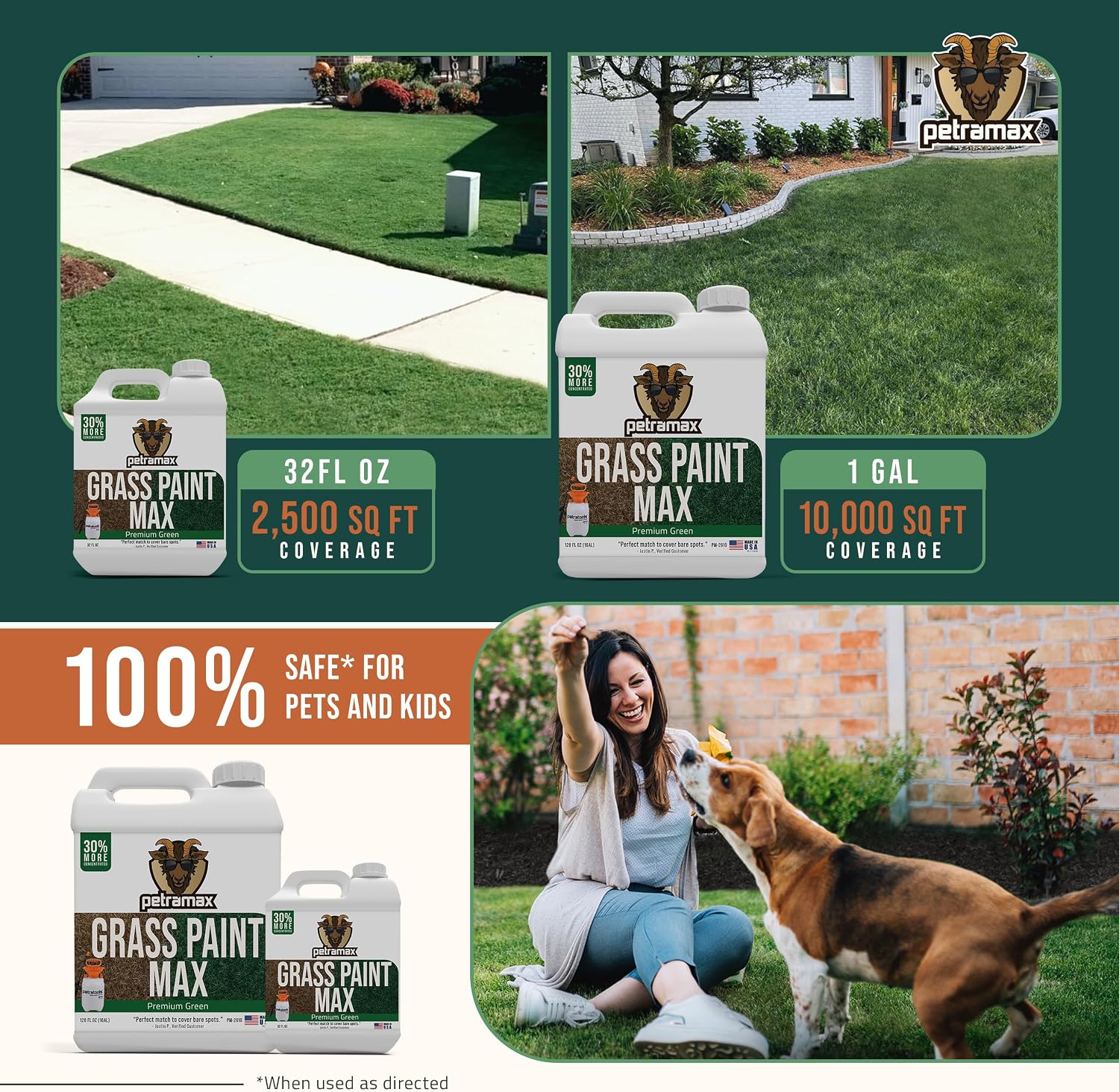 PetraMax Green Grass Paint for Lawn Dye - Maintain Turf or Green Grass, Spray Paint for Lawn & Shrubs Easy Spray, Pairs