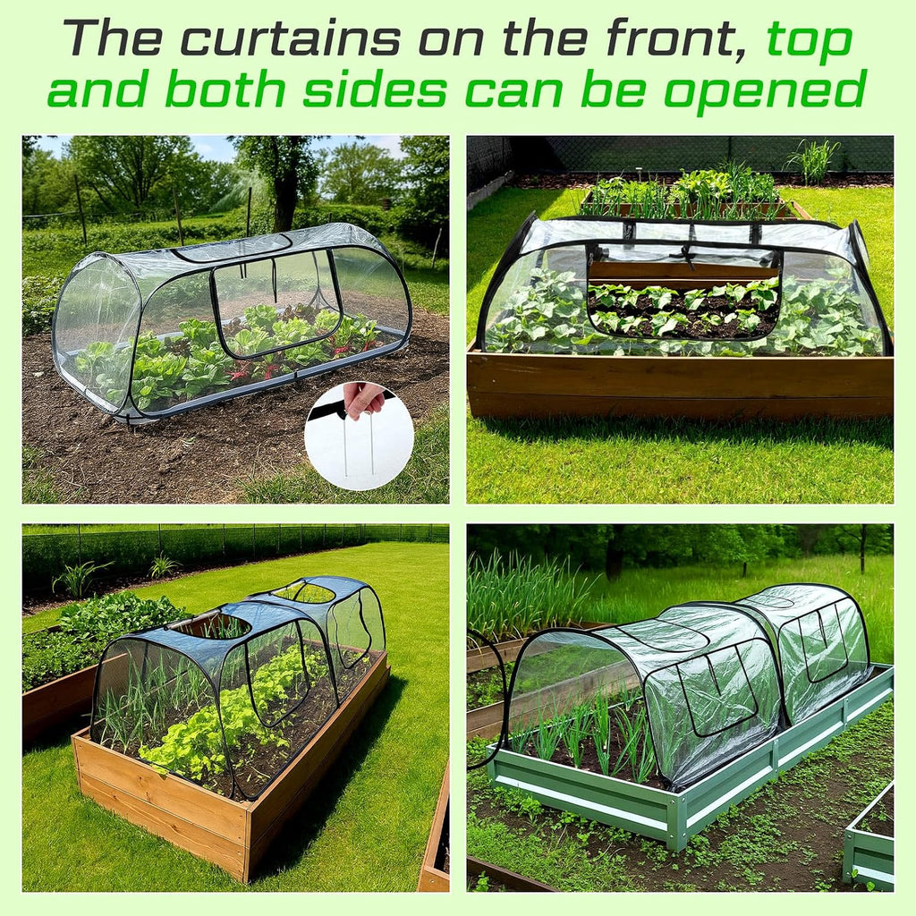 Garden Covers for Raised Bed Foldable Clear PVC Greenhouse for Freeze Protection Row Plants Cover Accelerator with
