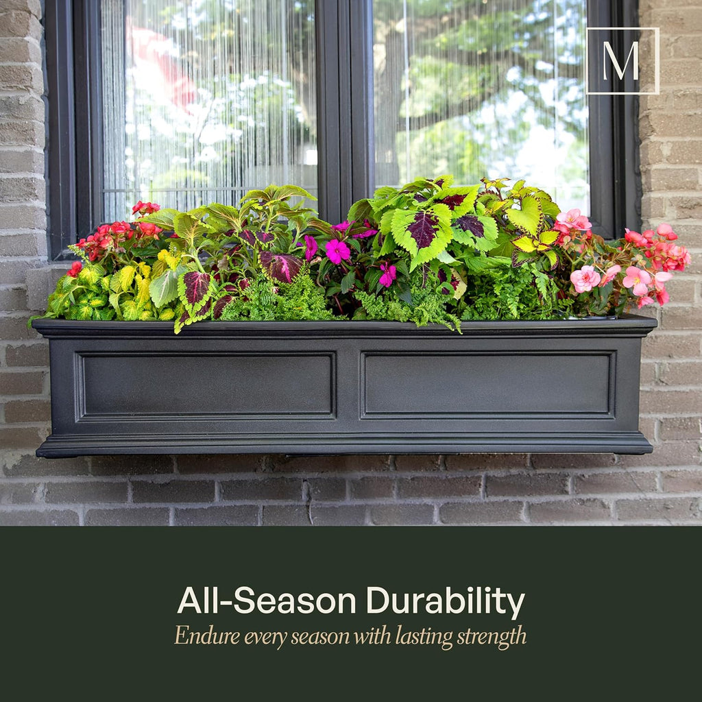 Mayne Fairfield 24in Self-Watering Rectangular Window Box Planter, White | Self-watering, All season, Fade resistant