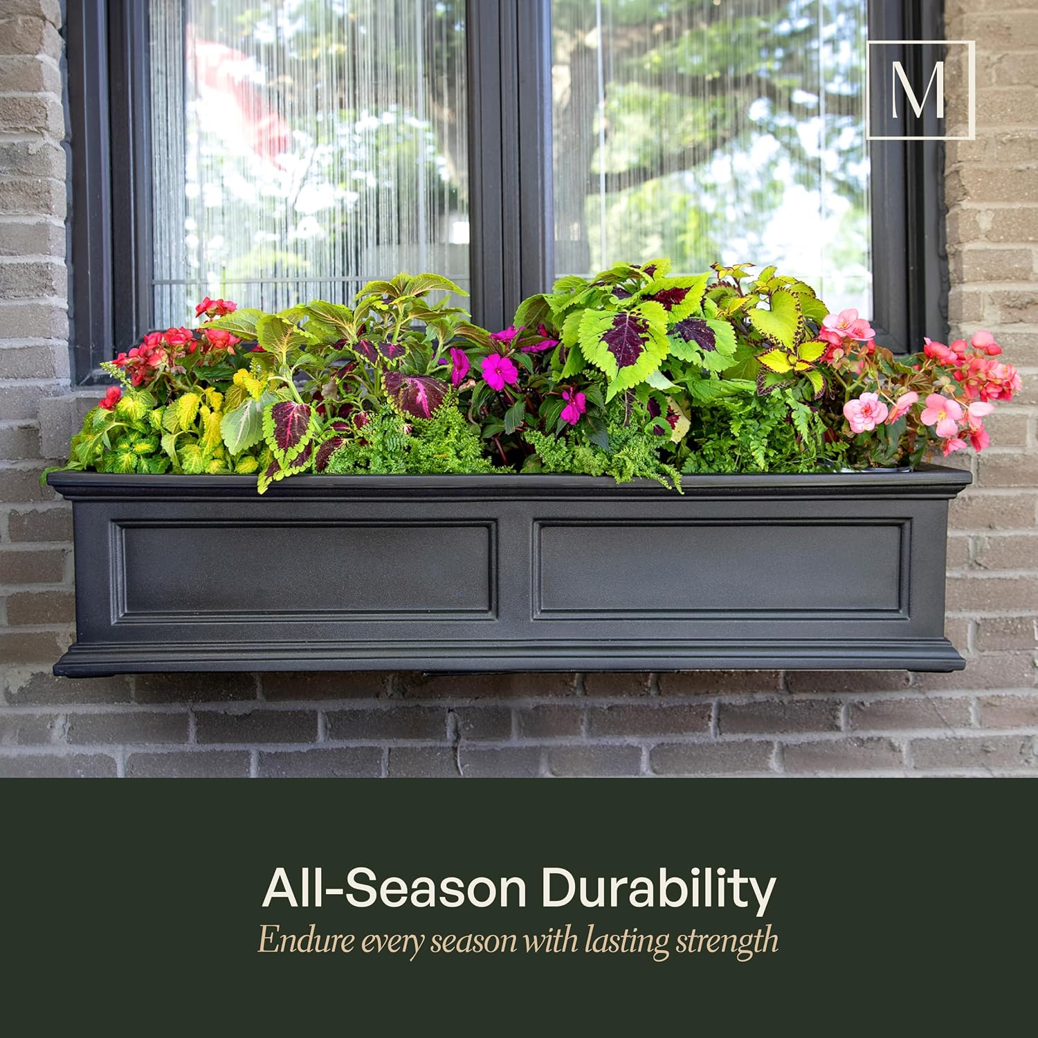 Mayne Fairfield 24in Self-Watering Rectangular Window Box Planter, White | Self-watering, All season, Fade resistant