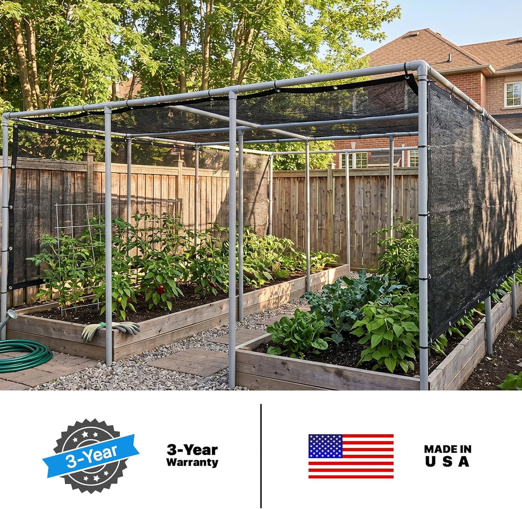 Royal Shade 50% Black Shade Cloth 16FT x 16FT Mesh Tarp with Grommets for Garden Patio, Plant Shading, Greenhouse