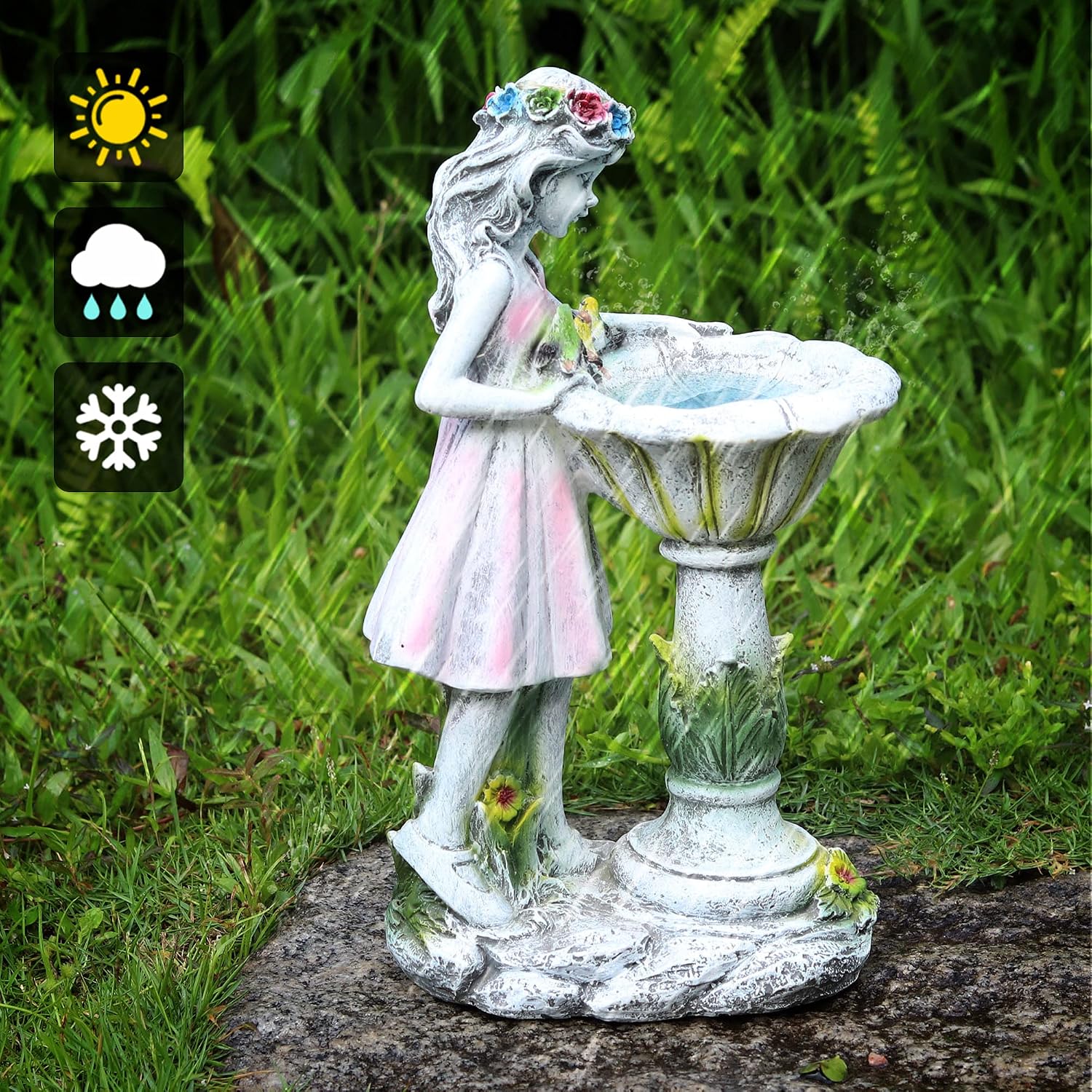 Voveexy Fairy Garden Statue, Solar Garden Angel Figurine Outdoor Decoration Waterproof Angel Sculpture for Patio Yard