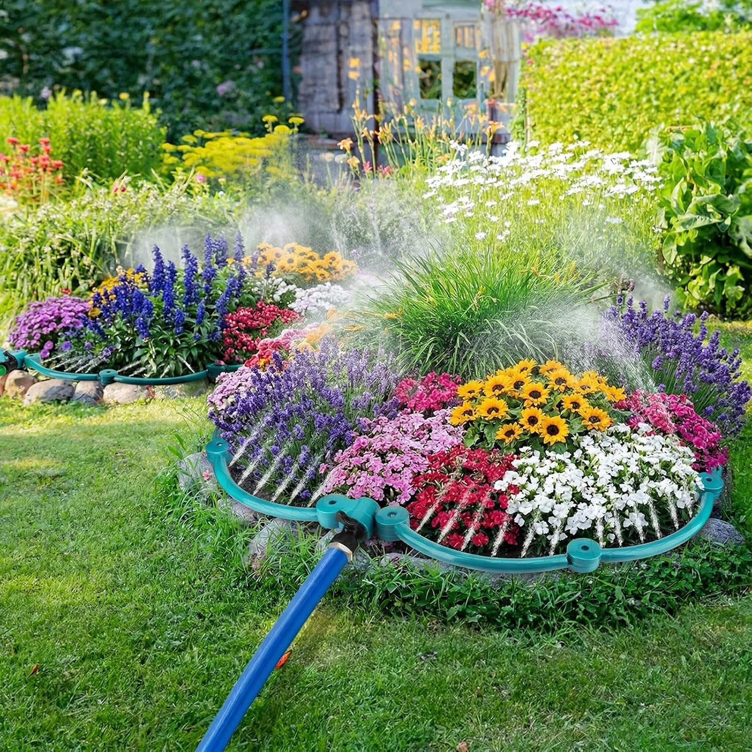 2Pcs 360° Tree Water System Tree Watering Ring 13 Inch Circle Sprinkler and Irrigation System Targeted Water with Y
