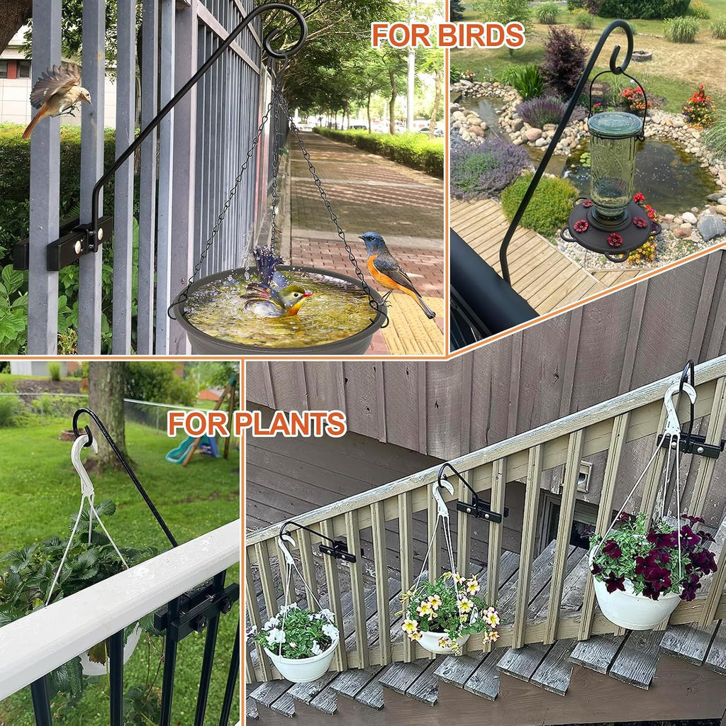 Deck Hook Rail Suitable for Hanging Flower Baskets Wind Chimes Planters Bird Feeders Lights, Heavy Duty Pole Long 16.5