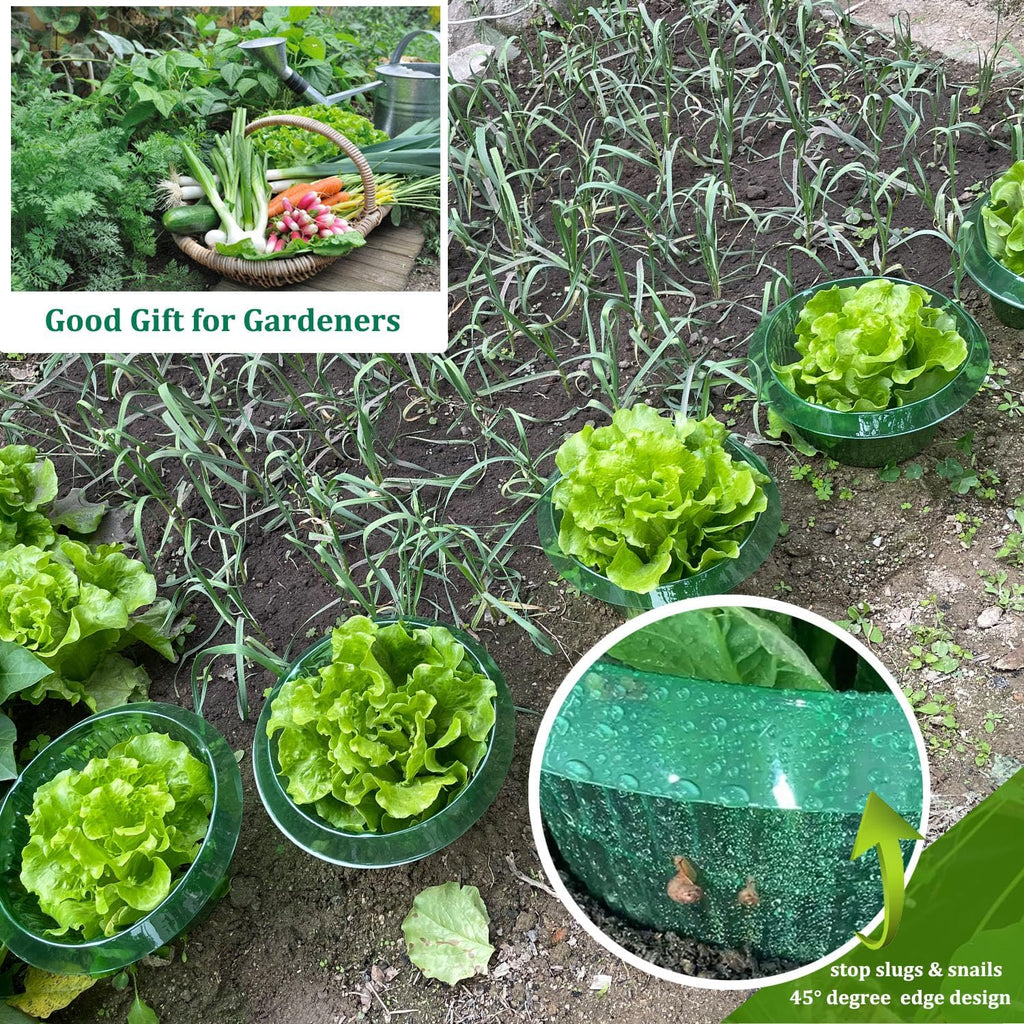 Fshow Garden Cloches，15 Pack Plastic Slug & Snail Plant Protection Collars,Snail Defense Without Chemistry, Snail