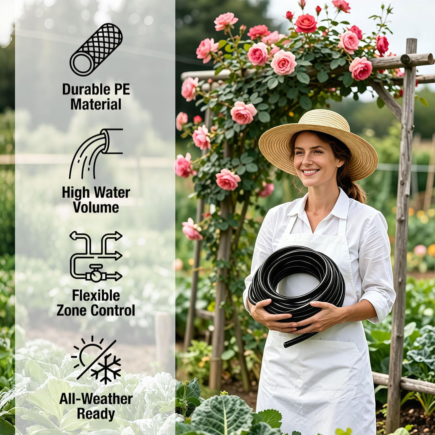 1/2 Inch Drip Irrigation Tubing, 75ft Main Line Tubing Hose for Irrigation System, Garden Beds, Vegetable Gardens, PVC