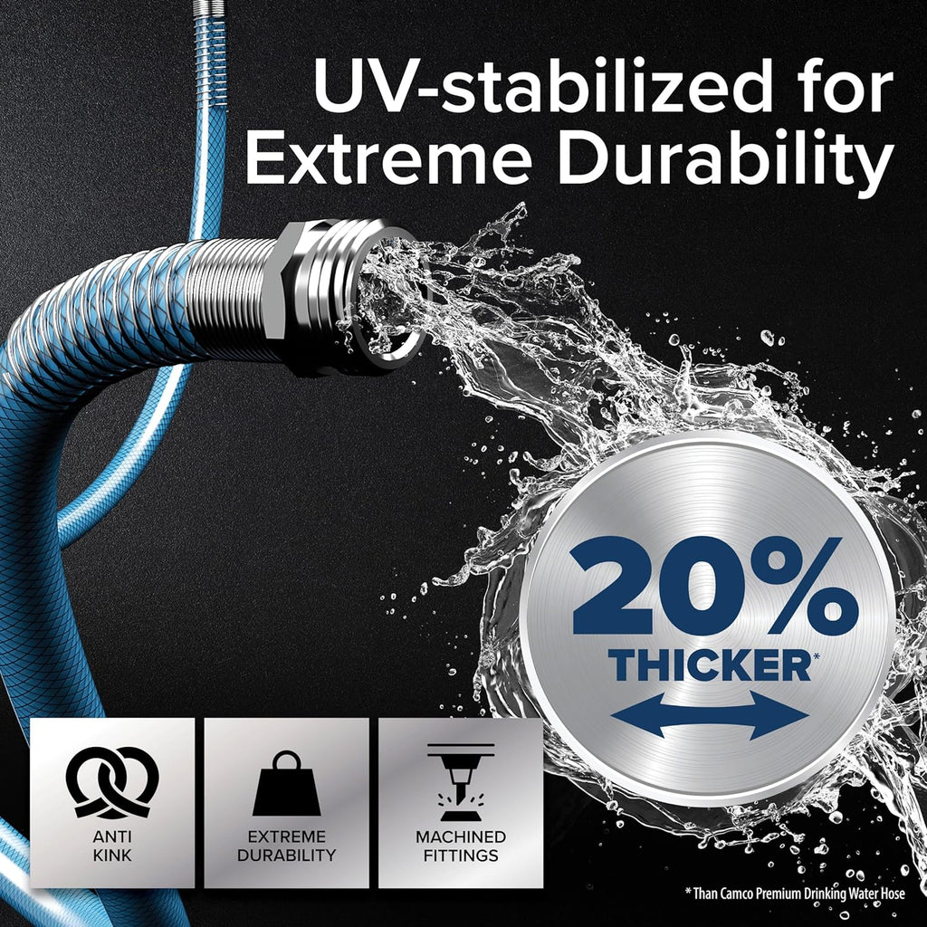 Camco TastePURE 50-Foot Premium Drinking Water Hose | Features a Heavy-Duty Reinforced PVC Construction, Machined