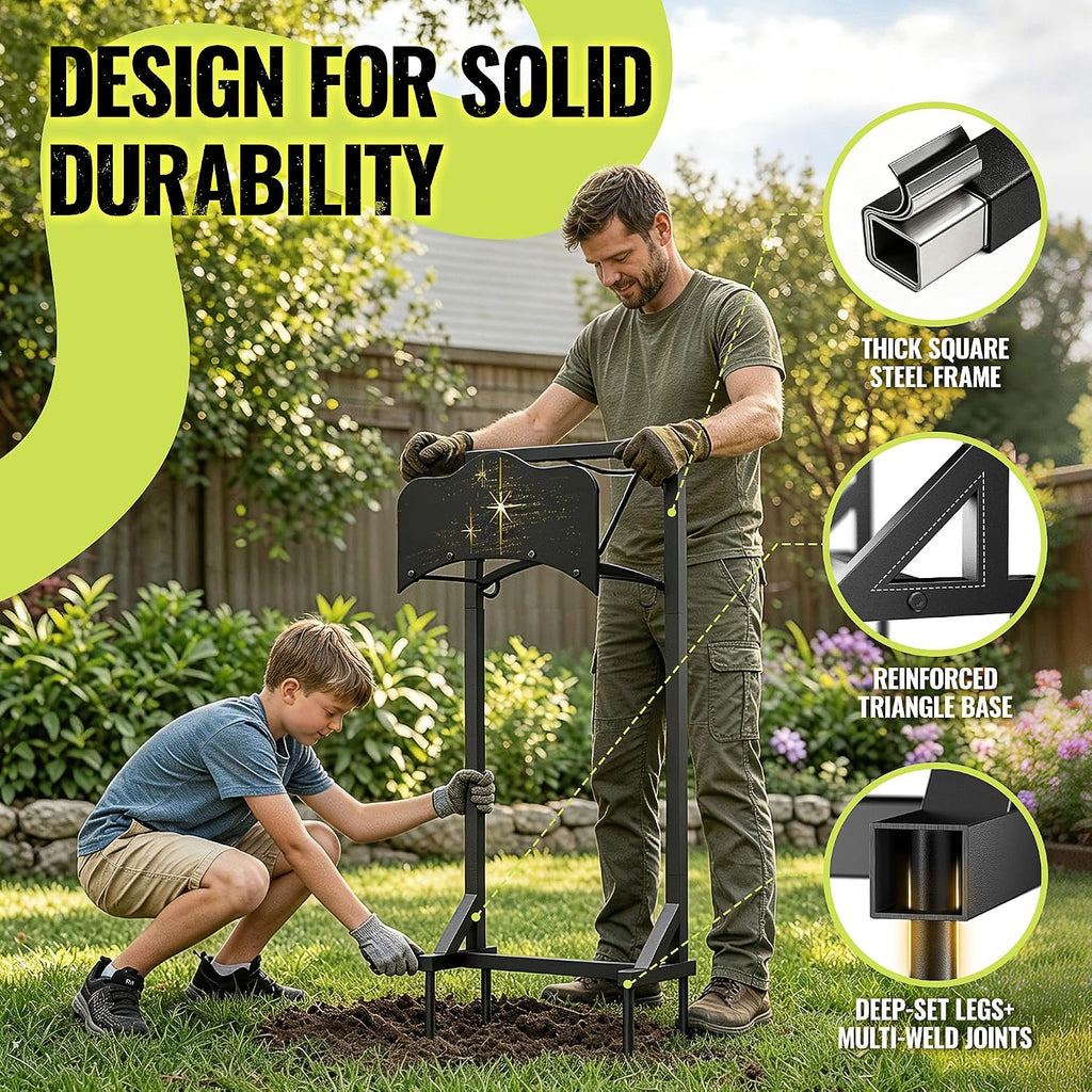 Garden Hose Holder & Water Hose Reel, Heavy Duty Freestanding Rack with 4 Spikes
