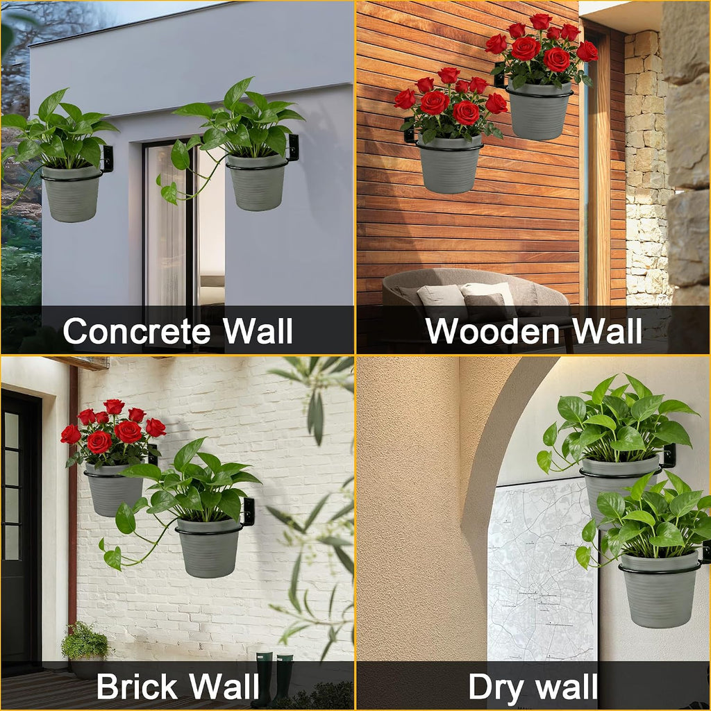 6 Pack 8 Inch Plant Pot Holder Ring,Metal Plant Holder Brackets Rings with 12 Screws & 12 Bolts, Potted Planter
