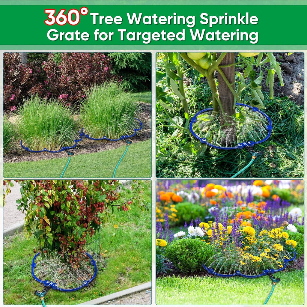 ZZM 360°Tree Water System Tree Watering Ring Circle Sprinkler and Irrigation System Targeted Water with Y Hose Splitter