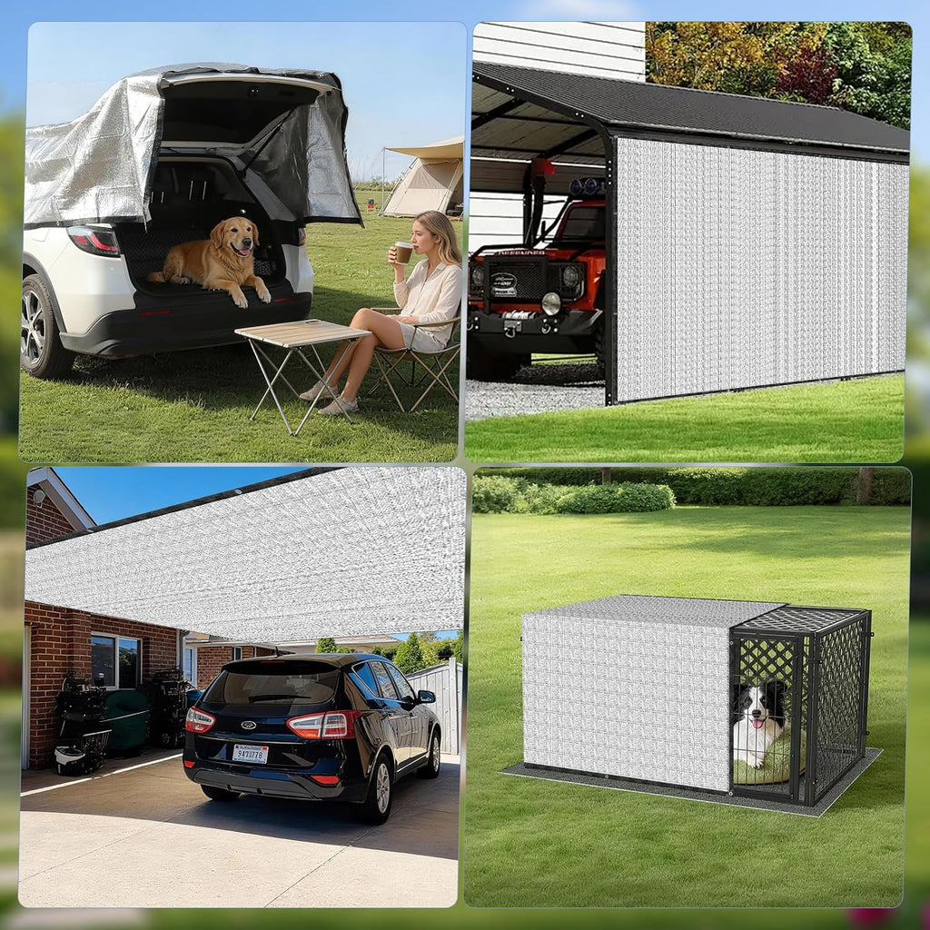 99% 6x6 FT Aluminet Shade Cloth with Grommets FT Aluminum Reflective Tarp Sun Heat Reflective Blocking Sun for Cars