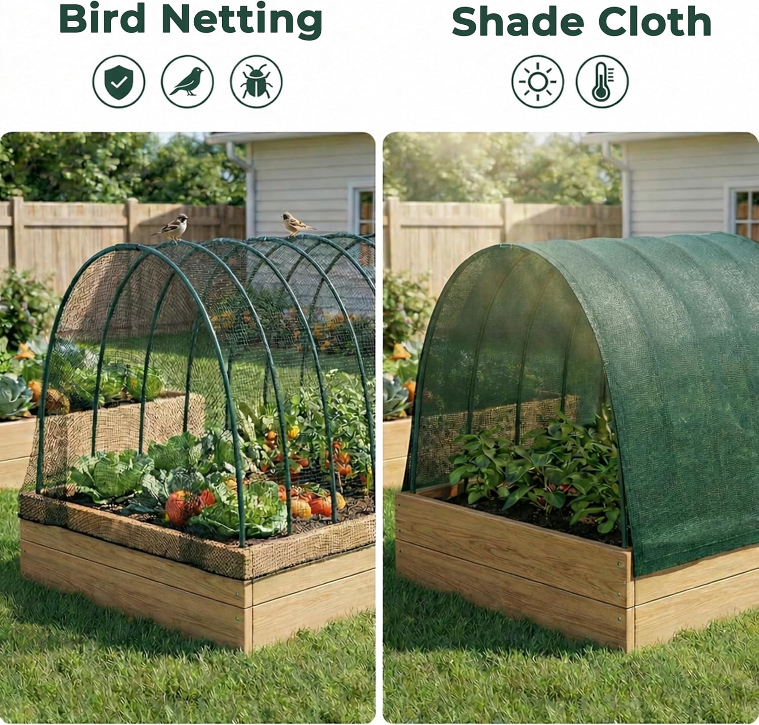 Gardzen Garden Hoops for Raised Beds | Greenhouse Hoops, DIY Kit for Row Cover Garden Netting, All Season Plant