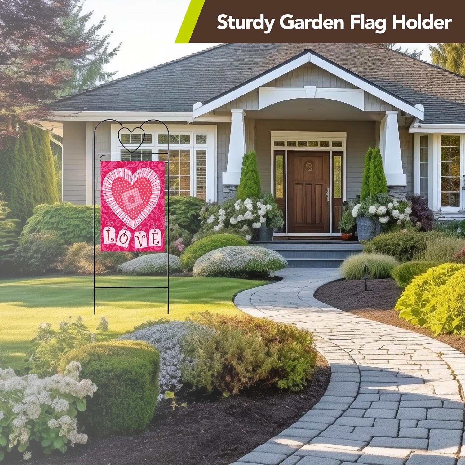 Briarwood Lane Wrought Iron Black Heart Arbor for Garden Flags