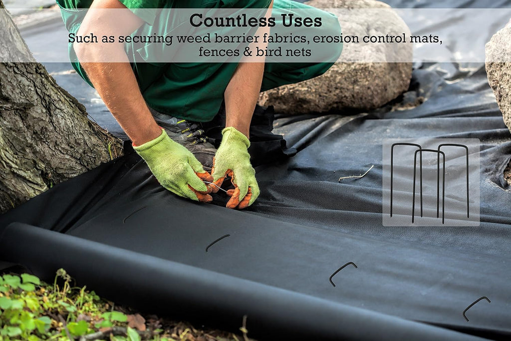 Sandbaggy 2 Inch Extra Wide Landscape Pins - Garden Staples Heavy Duty - Ground Cover Anchors - Lawn Nails - Garden