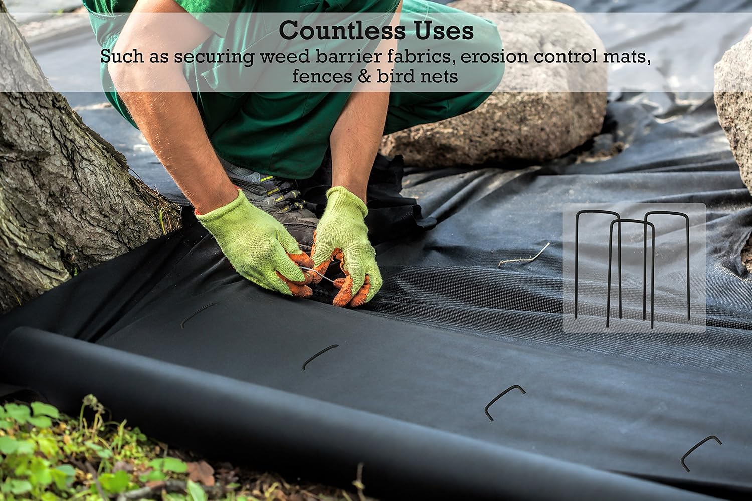 Sandbaggy 2 Inch Extra Wide Landscape Pins - Garden Staples Heavy Duty - Ground Cover Anchors - Lawn Nails - Garden