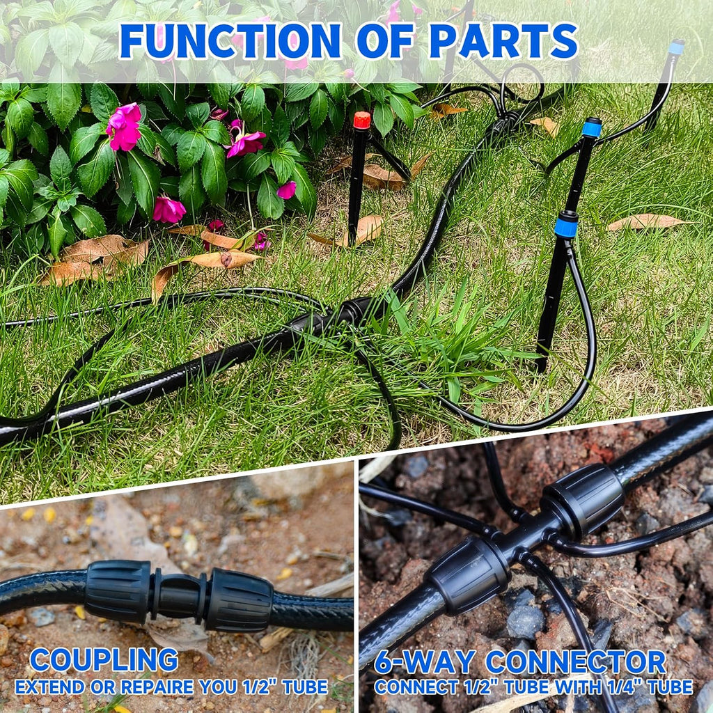 50 FT 1/2 Inch Drip Irrigation Tubing Main Drip Line Hose Tube for Garden Watering Landscape Irrigation System
