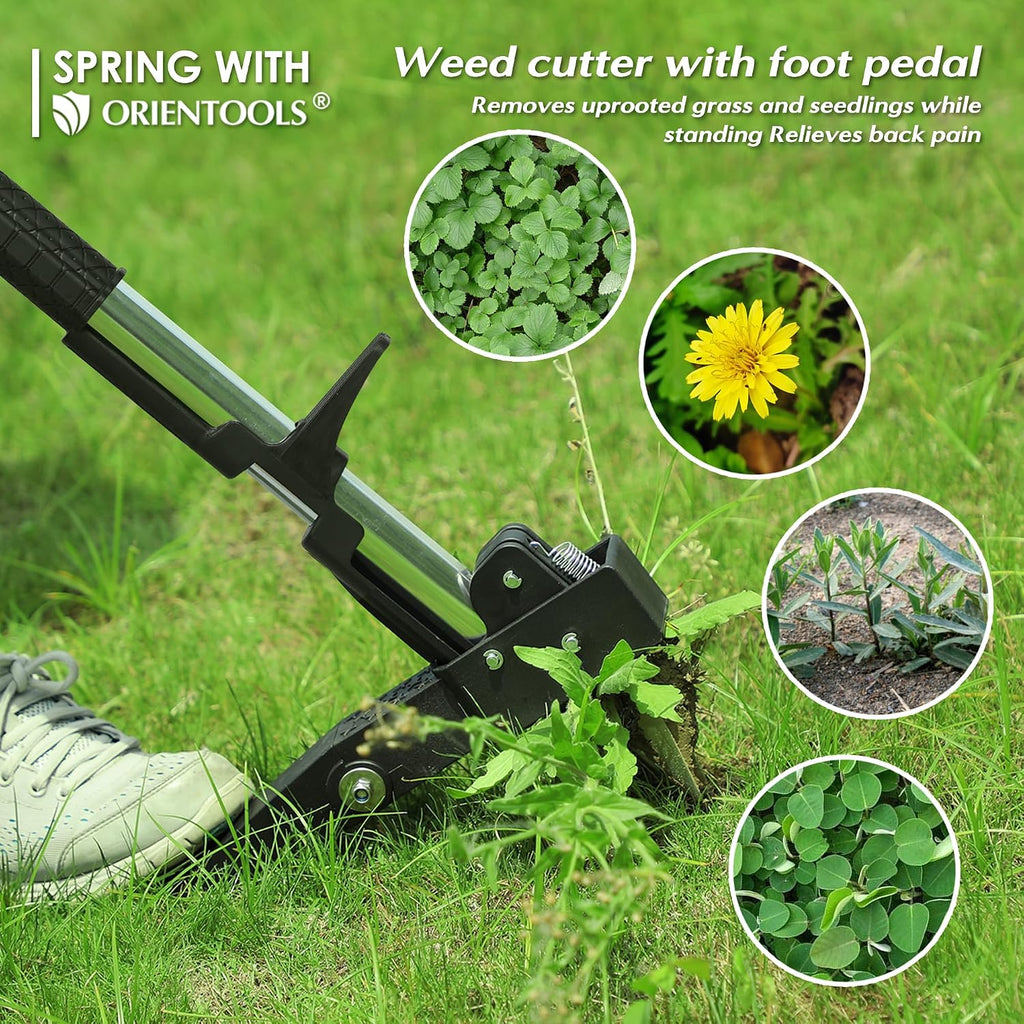 ORIENTOOLS Weed Puller, Stand Up Weed Puller, 32 to 41 inch Long Handle, Upgrade Detachable Telescopic Handle Garden