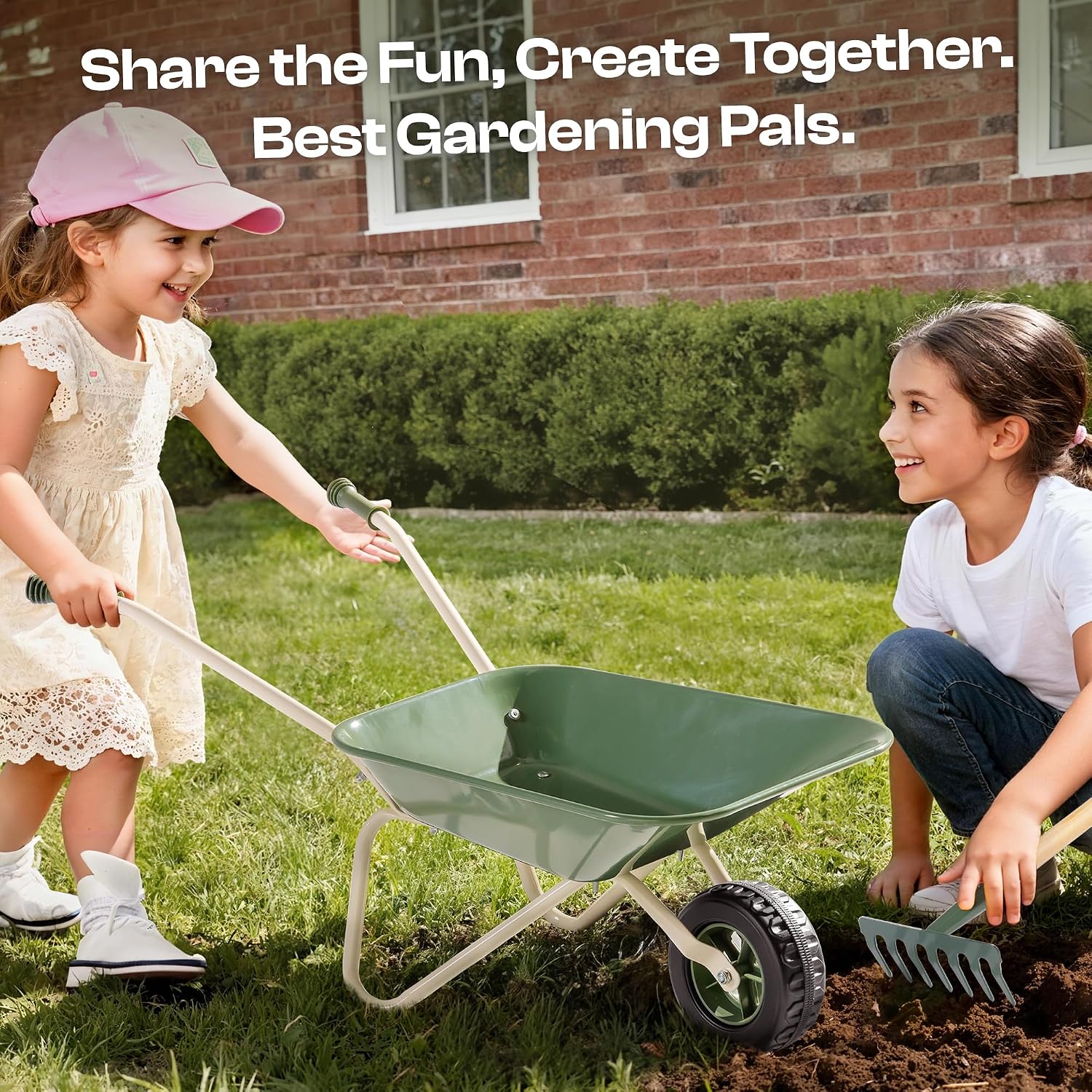 ROBUD Kids Wheelbarrow with Gardening Tools Set, Educational Kids Gardening Set with Kid Wheelbarrow, Toddler Gardening