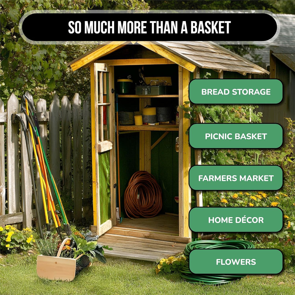 Garden Hod Harvest Basket - Durable Wooden Gardening Supply for Flowers, Vegetables, and Fruits - Handcrafted in Maine