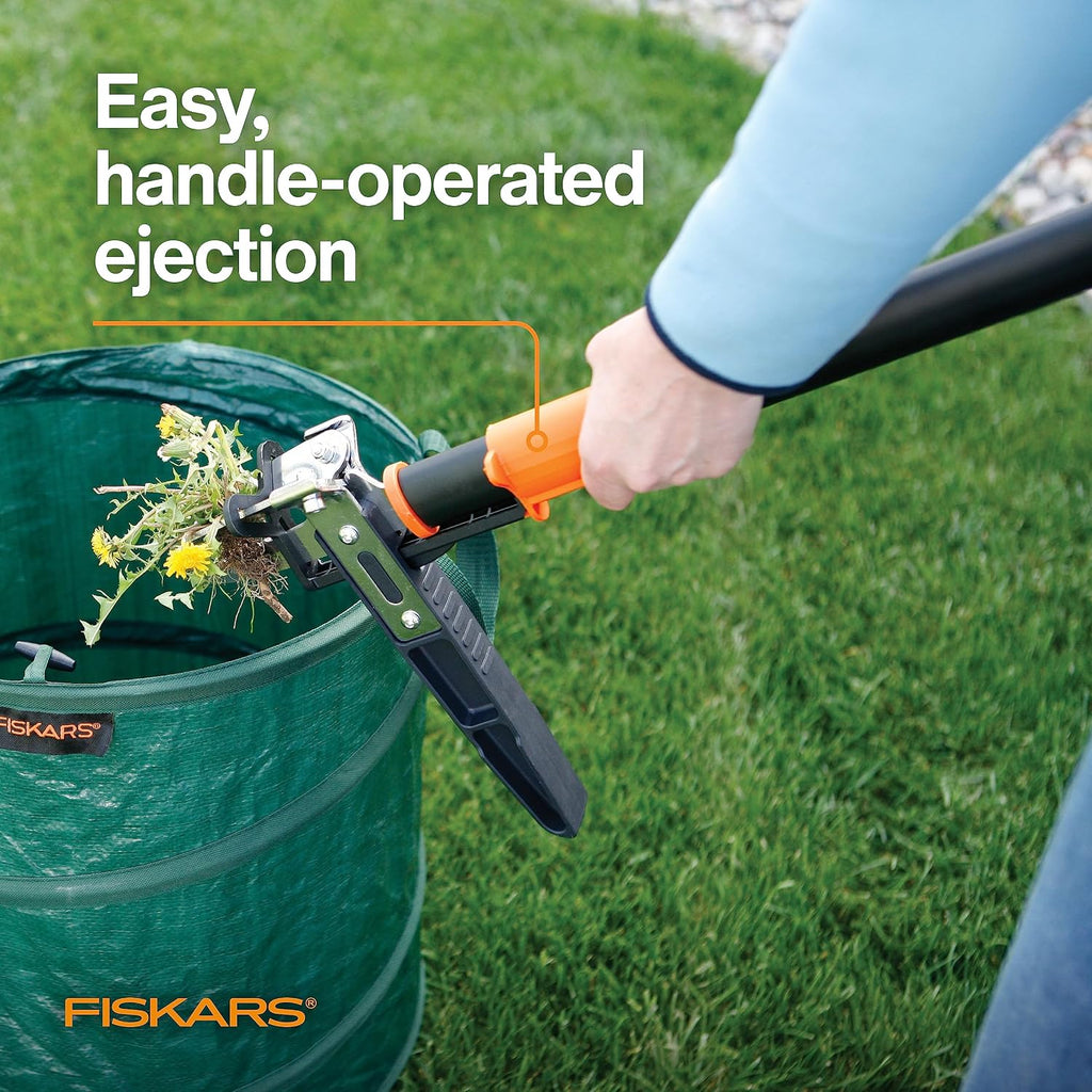 Fiskars Stand-Up Weed Puller Tool, 3 Serrated Stainless Steel Claws, 39"
