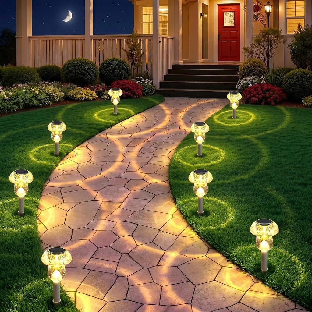 Benany Solar Lights Outdoor, 16 Pack Mushroom Lights Outside Waterproof, Solar Powered LED Lighting for Garden, Yard, Landscape, Path, Pathway, Lawn, Walkway, Driveway, Backyard Decor (Warm White)