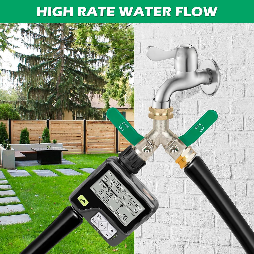Love Is War 2 Way Y Garden Hose Splitter, 3/4" GHT Thread Brass Hose Connector, High Flow Outdoor Faucet Splitter for