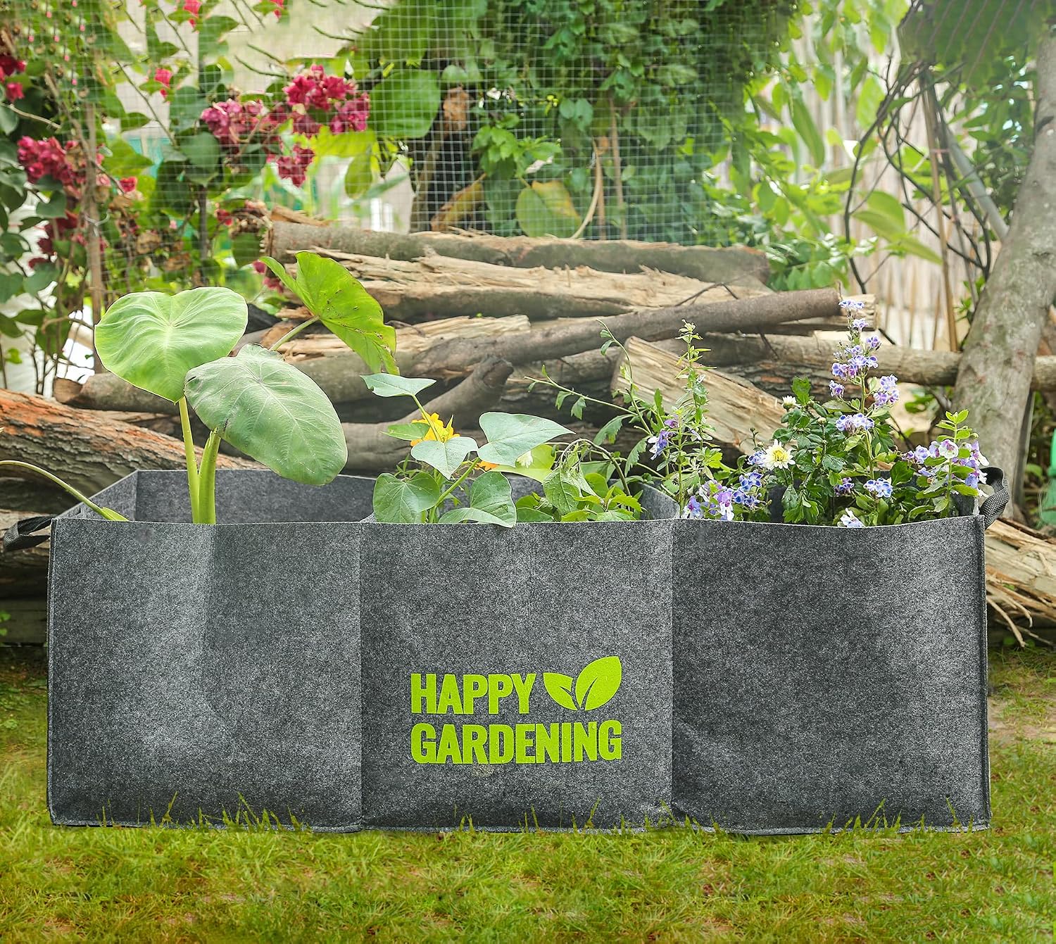 Fabric Grow Bags, 2-Pack Raised Garden Bed with Handle for Vegetable Herbs Gardening, Fabric Plant Pots Planter Indoor