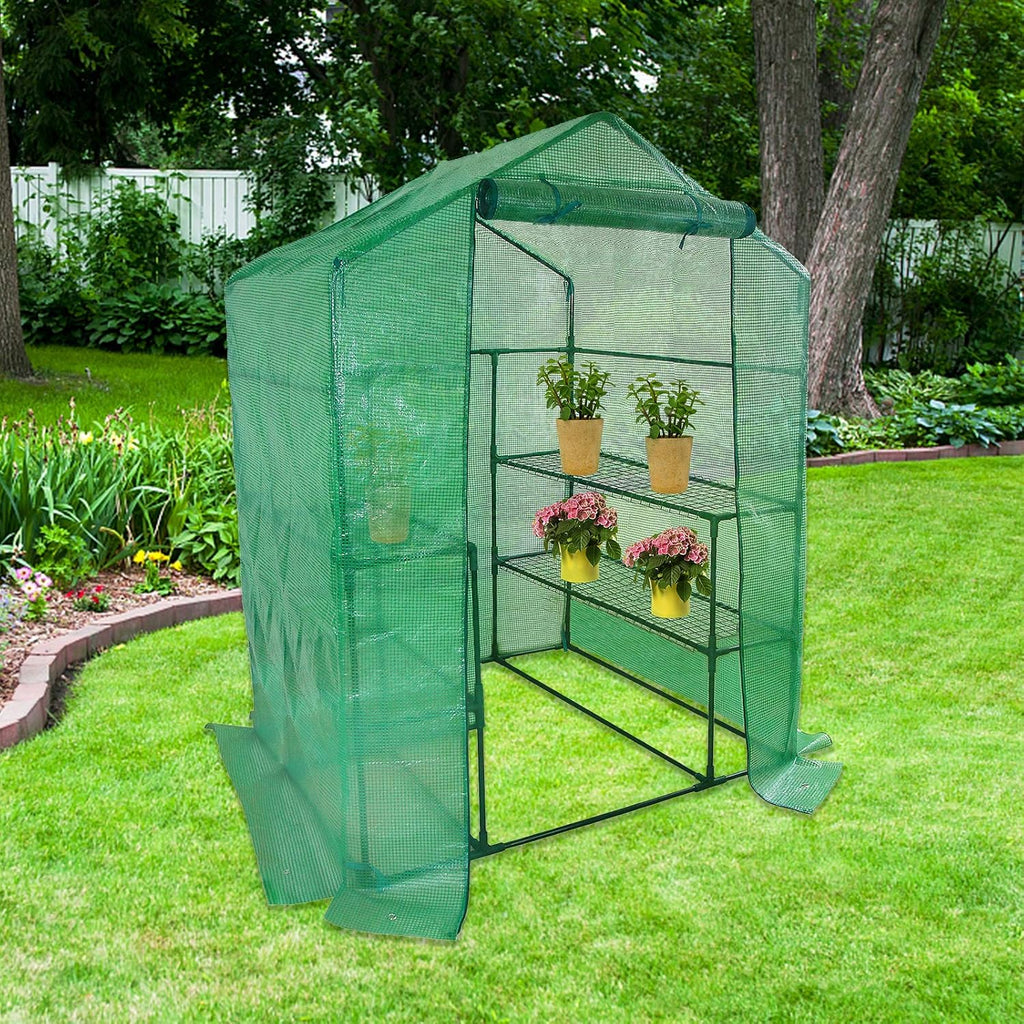 Walk in Greenhouse Replacement Cover for Plant-56"x56"x76" Clear PE | Roll-Up & Zipper Door Design, Plant Greenhouse