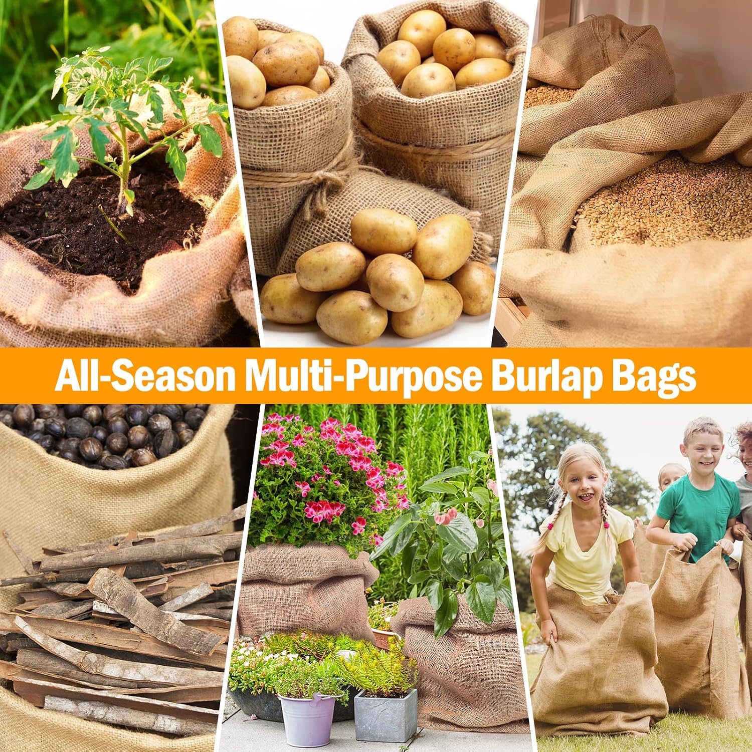 3 Pack 32 X 40 Inch Burlap Bags for Winter Plant Frost Protection | Reusable, Large Winter Plant Frost Cover Bags with