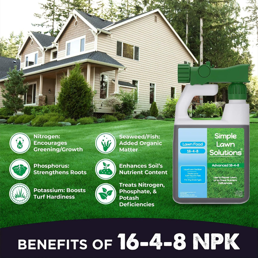 Advanced 16-4-8 Balanced NPK - Lawn Food Quality Liquid Fertilizer - Spring & Summer Concentrated Spray - Any Grass