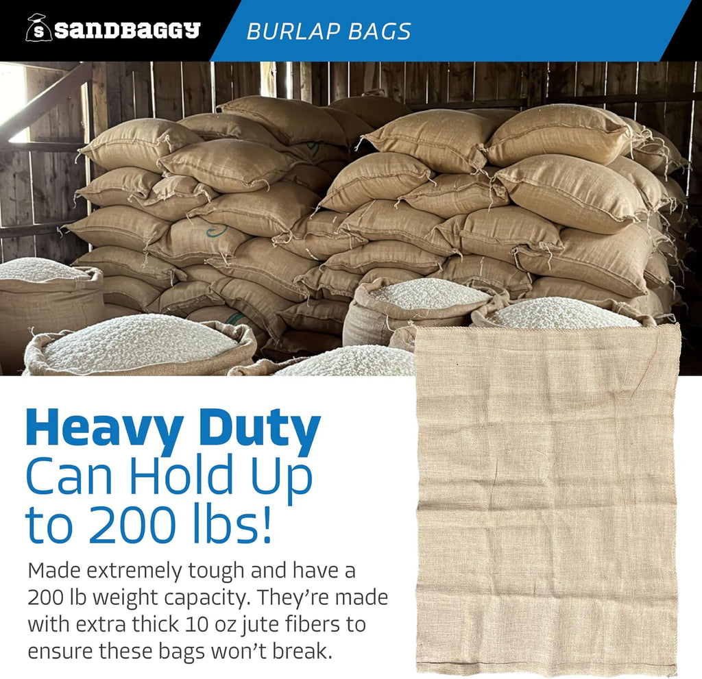 Sandbaggy 36" x 48" Extra Large Burlap Bags - Adult Potato Sack Racing, Grow, Plant Covers - Reusable Grocery Bags