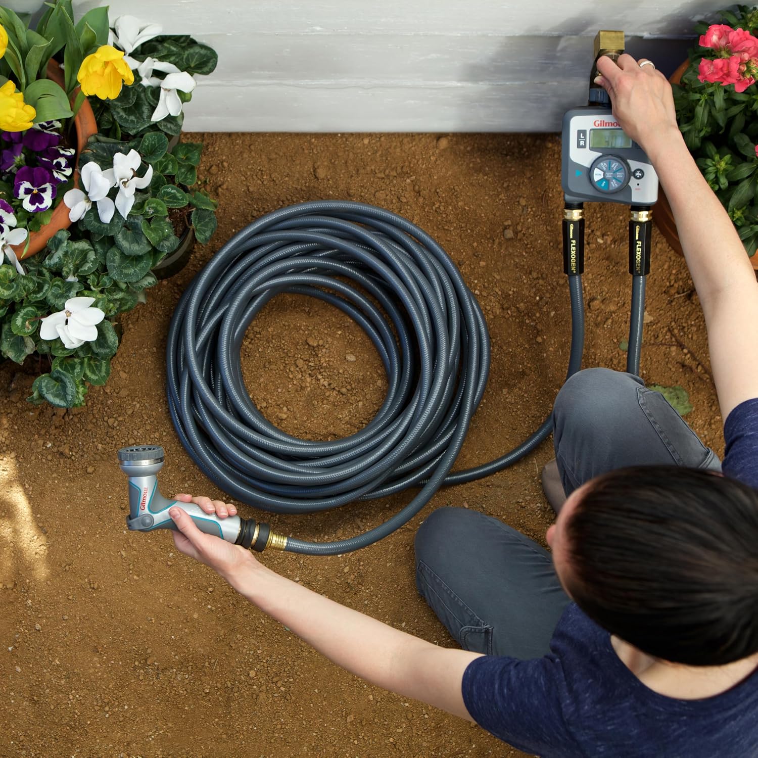 Gilmour Flexogen 5/8 in x 25 ft Garden Hose, Heavy Duty Water Hose, Flexible and Kink Resistant Outdoor Hose | 8-layer