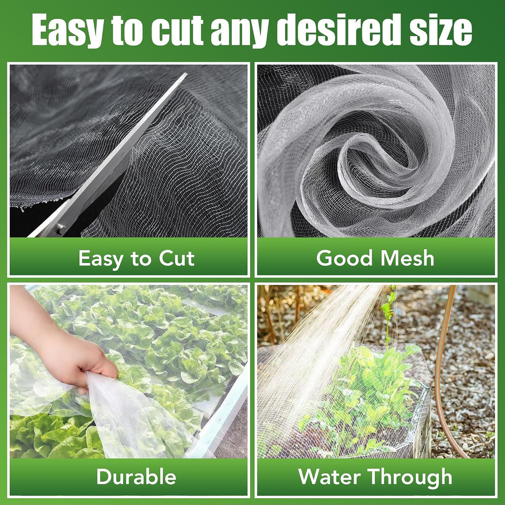 SWANGSA Garden Netting 10 X 50 FT 3Pack, Ultra Fine Garden Mesh Plant Netting for Garden Protection Row Cover Raised
