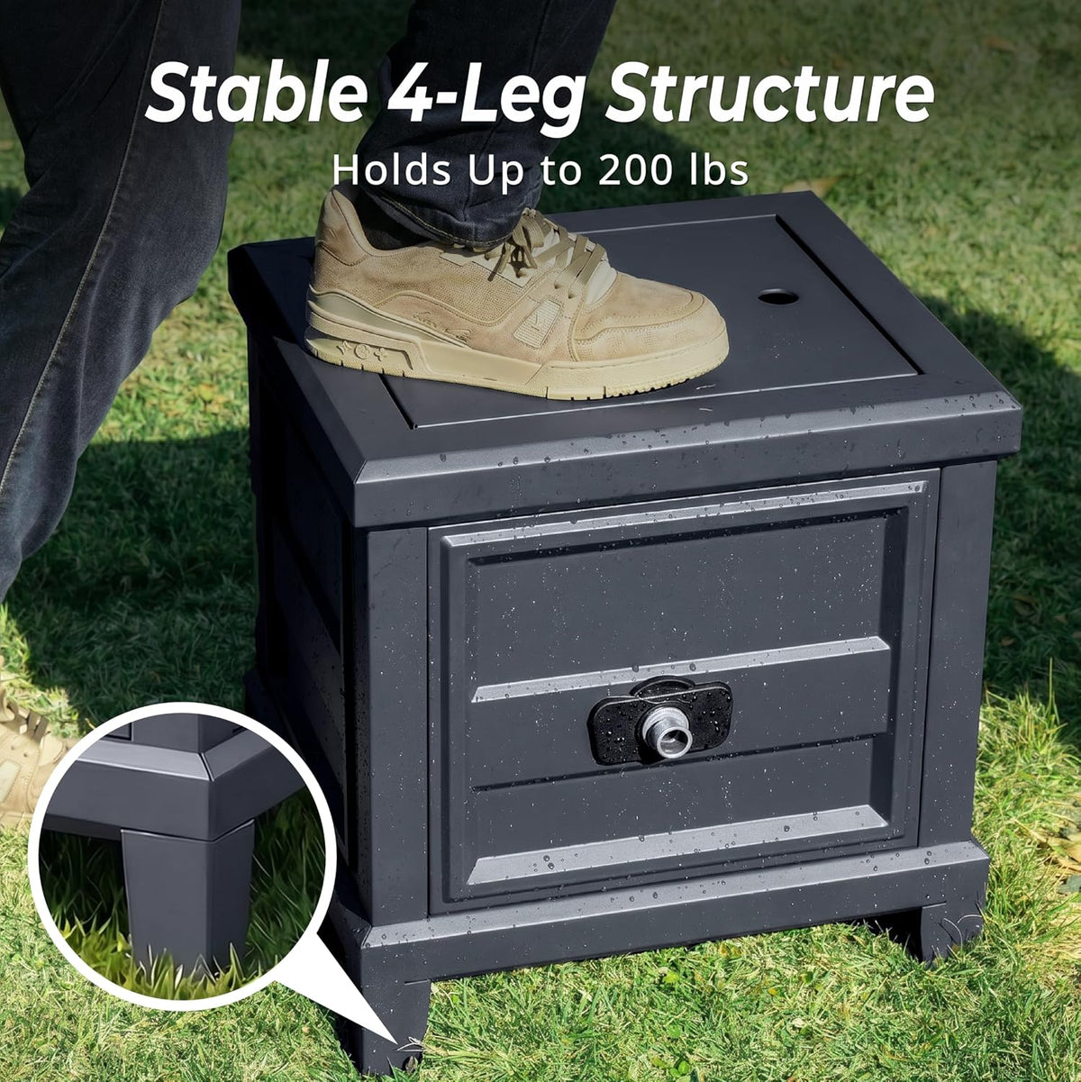 Garden Hose Reel Hideaway, Heavy Duty Metal Hose Reel Box Holds 125FT x 5/8" Hose, Steel Hose Storage Box with Manual