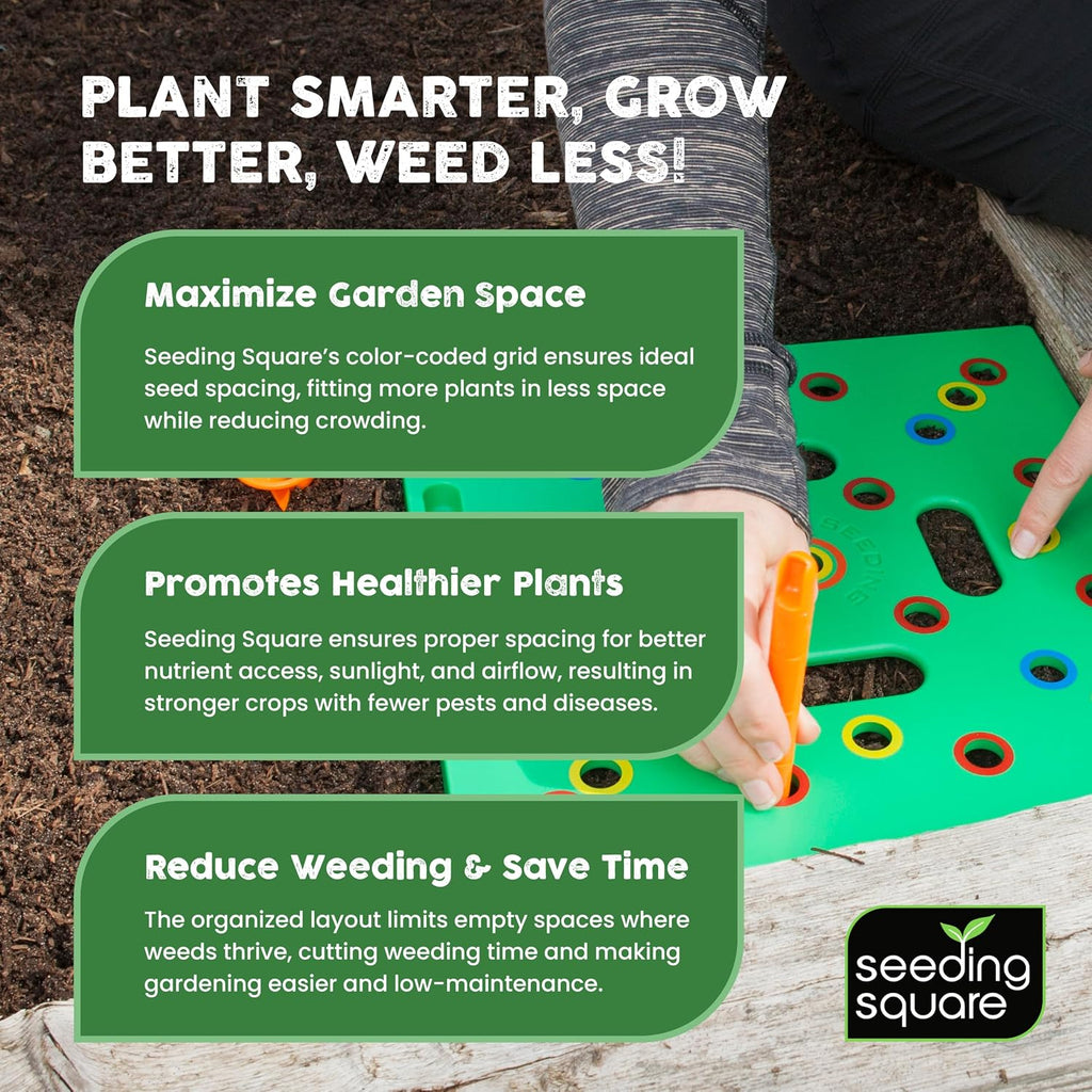Planting Tool, Seed Planter for Square Foot Gardening Kit | Patented Seedling Spacer Tool | Colour-Coded Spacing