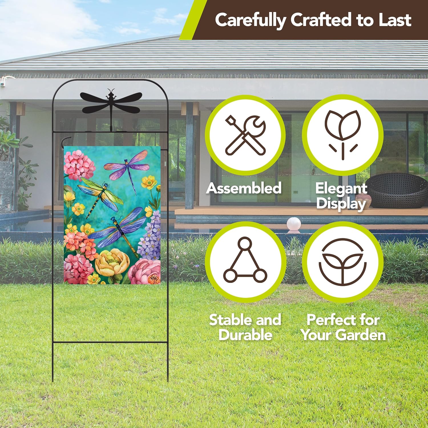 Briarwood Lane Everyday Wrought Iron Dragonfly Garden Flag Arbor 41x15 Garden Flag Decorative Arbor