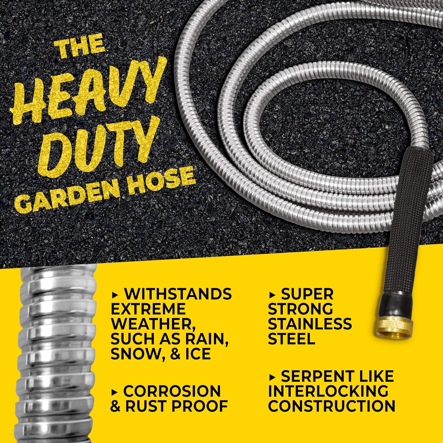 Bionic Steel PRO 100 Ft Garden Hose with Nozzle, Premium 304 Stainless Steel Metal Water Hose 100Ft Flexible Hose, Rust