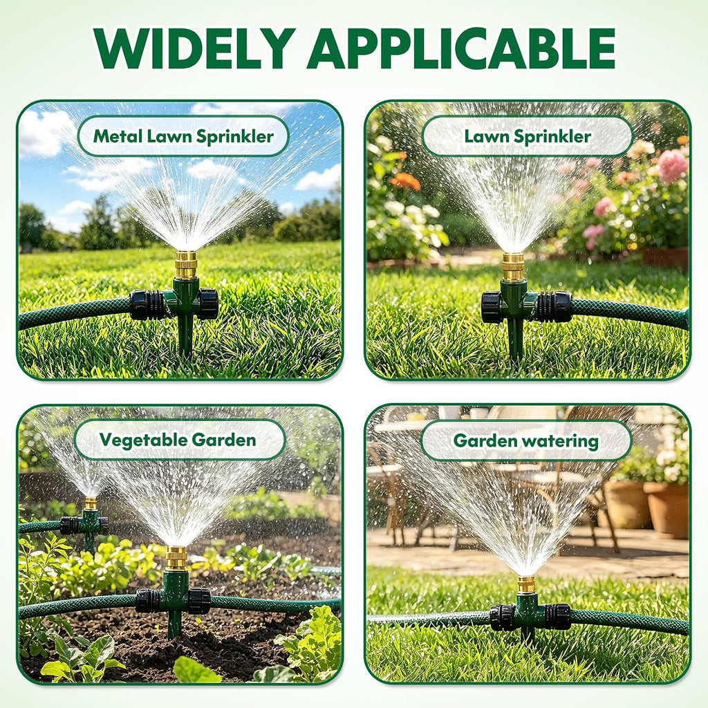 4 Pack Heavy Metal Lawn Sprinkler for Yard,360° Large Area Coverage | Adjustable Brass Nozzle with Aluminum Alloy Spike