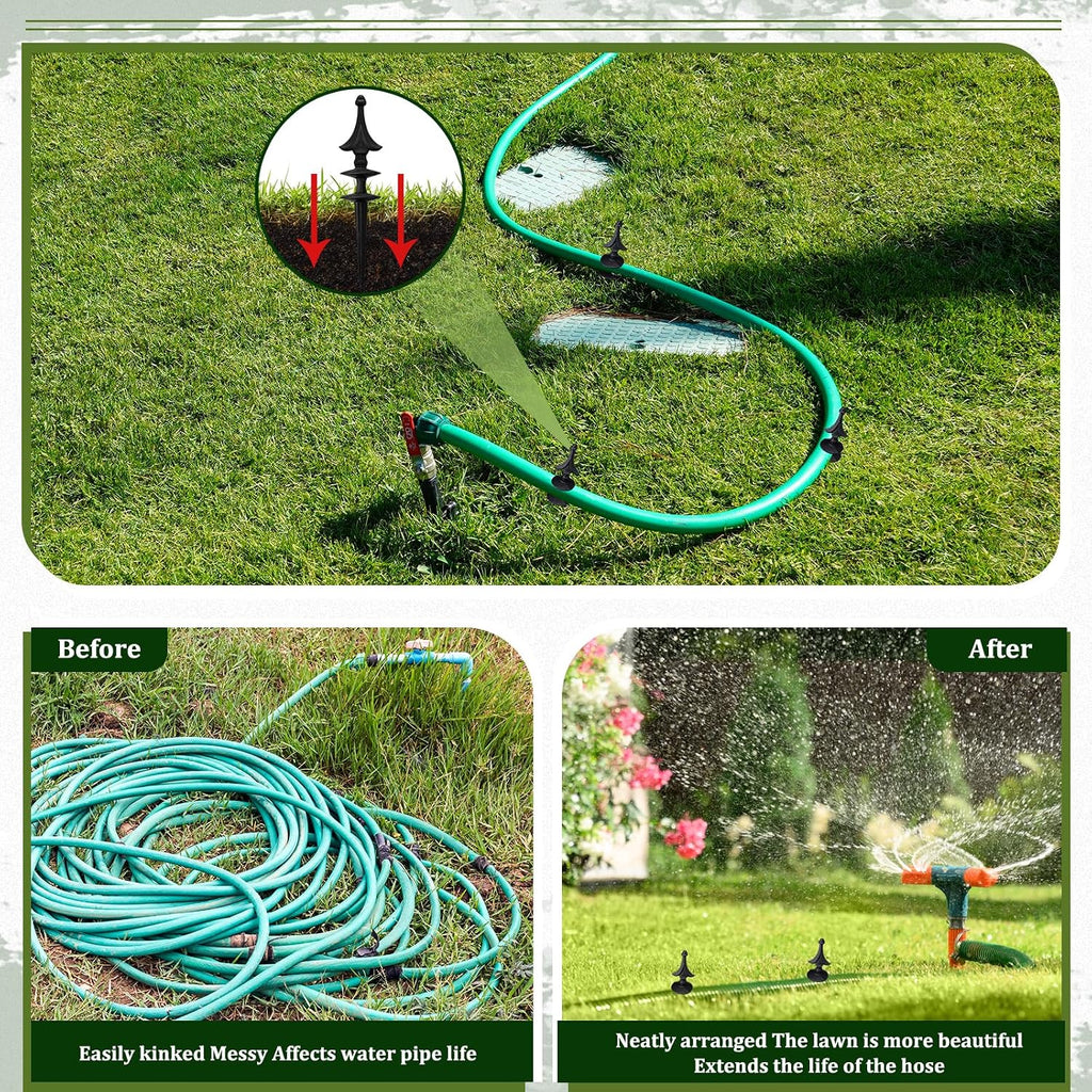 4 Pcs Garden Hose Guide Spike 12 Inch Heavy Duty Metal Hose Support Spike Aluminum Decorative Garden Stakes Protector