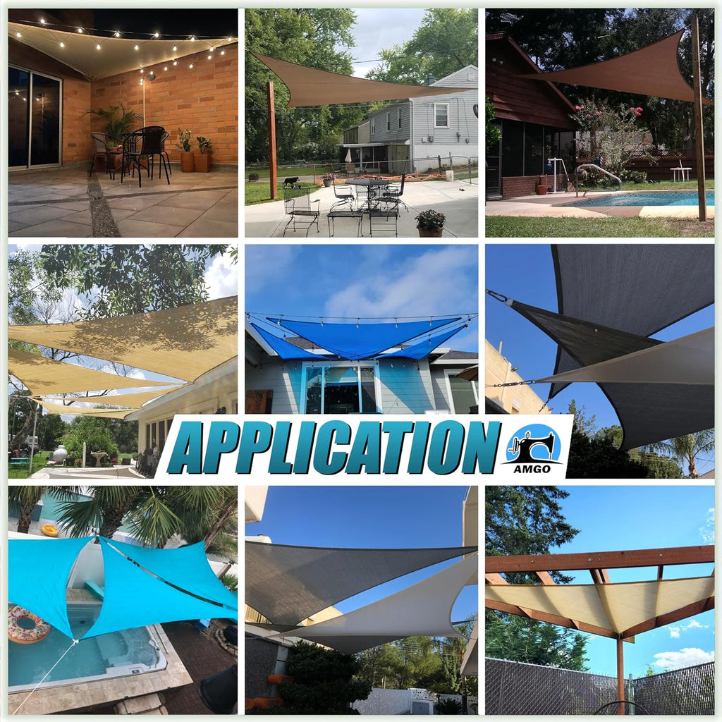 Amgo 12' x 12' x 17' Beige Right Triangle Sun Shade Sail Canopy Awning Cloth AGTAPRT12 - UV Blockage, Water & Air
