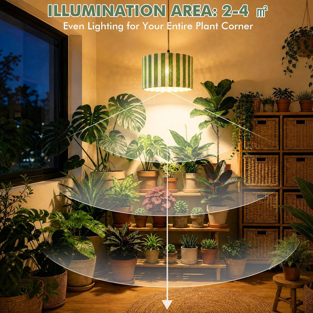 Hanging Grow Lights for Indoor Plants, Full Spectrum Plant Light with Timer | 15FT Power Cord Decorative Pendant Plant