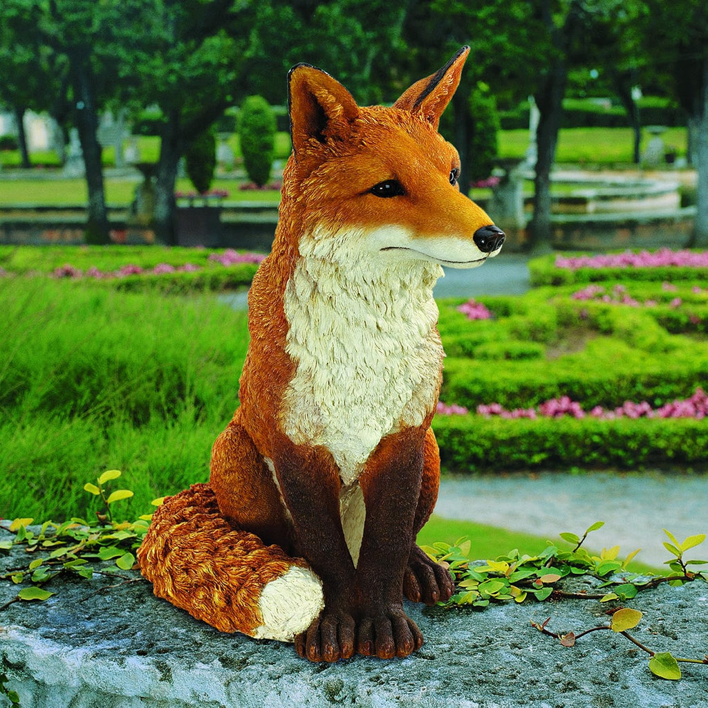 Design Toscano Simon The Woodland Fox Indoor/Outdoor Garden Statue for Patio, Pool or Lawn, 18 Inch Tall, Cast Stone