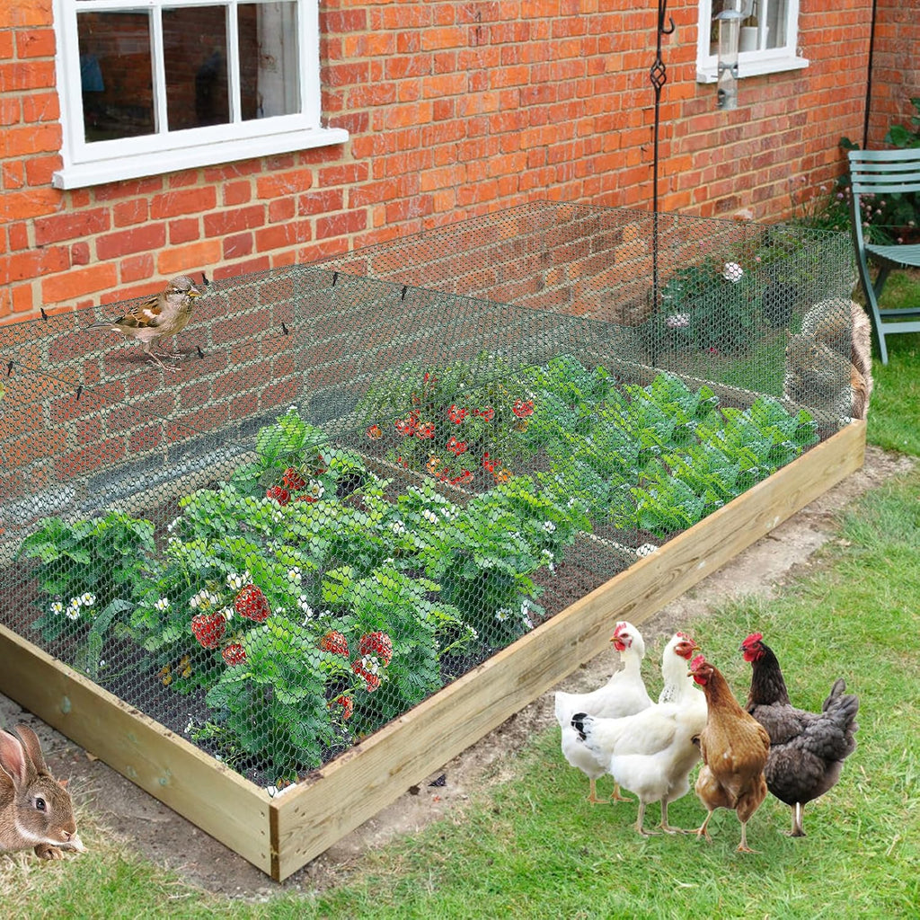 32.8Ft x 16In Plant Protectors from Animals, Metal Plant Chicken Wire Cages Covers Garden Netting for Outdoor Plants to