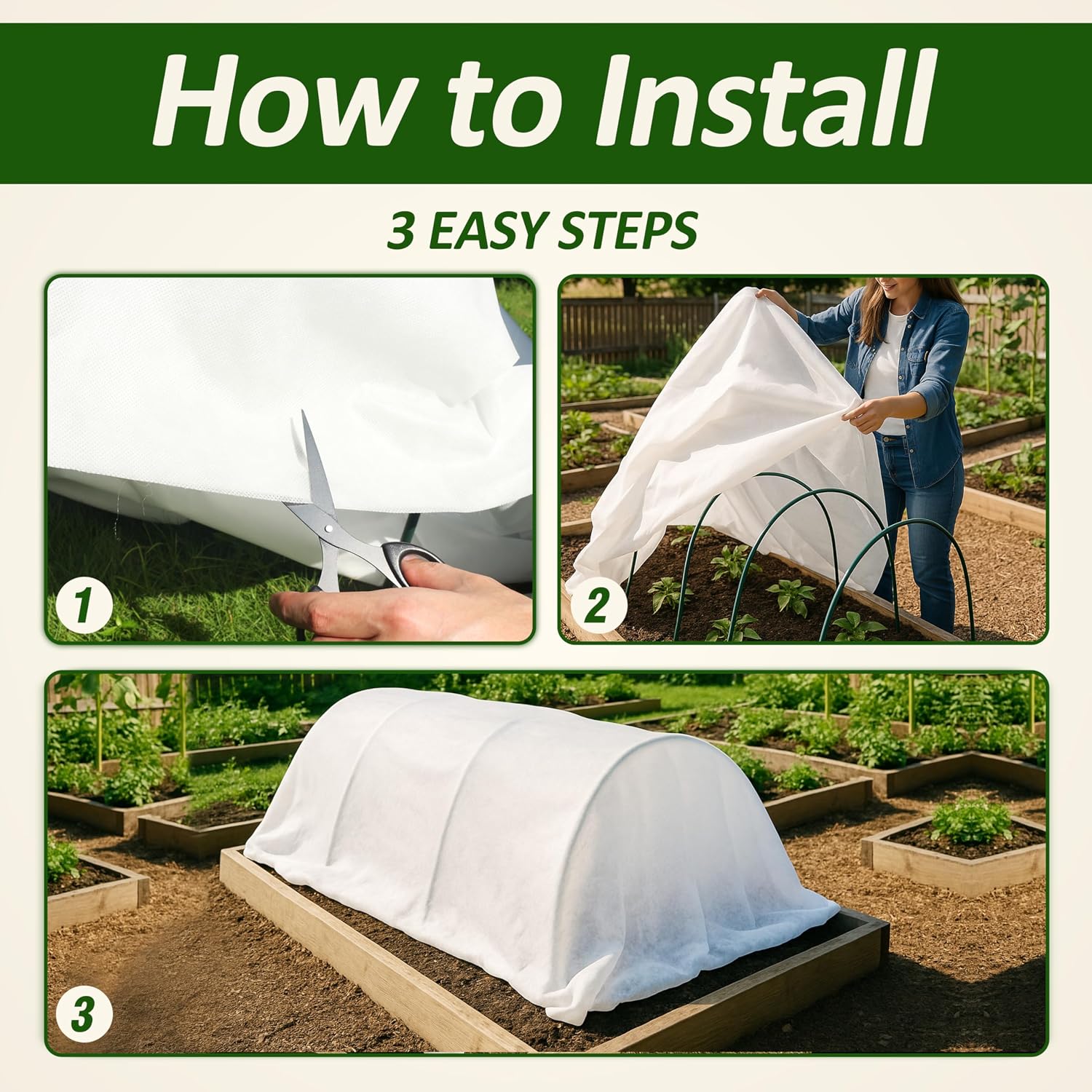 Gardzen 1.5 oz Plant Covers Freeze Protection, Reusable 10ft x 50ft Floating Row Covers, Thicker Frost Blankets for