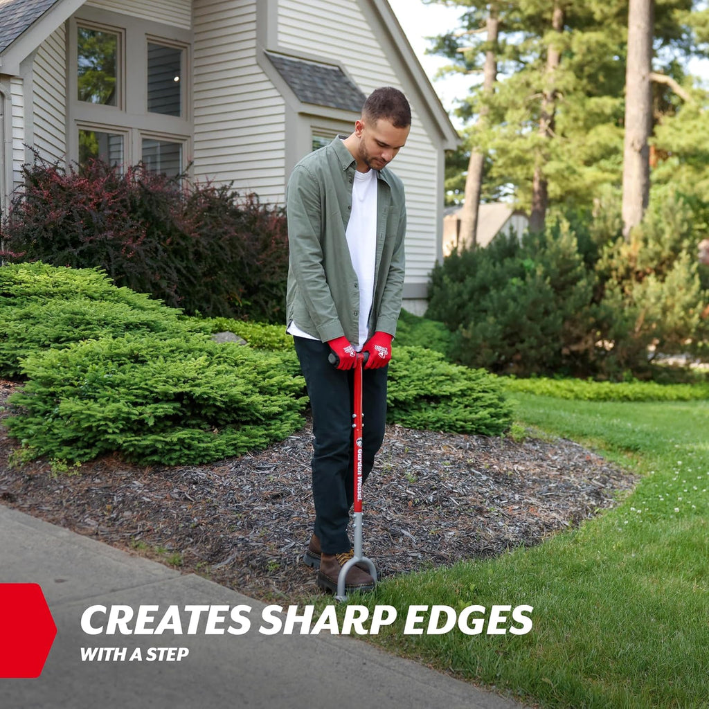 Garden Weasel Edger Chopper Lawn Tool for Garden Beds Sidewalks Patios | Steel half-moon blade sod cutter with T-grip
