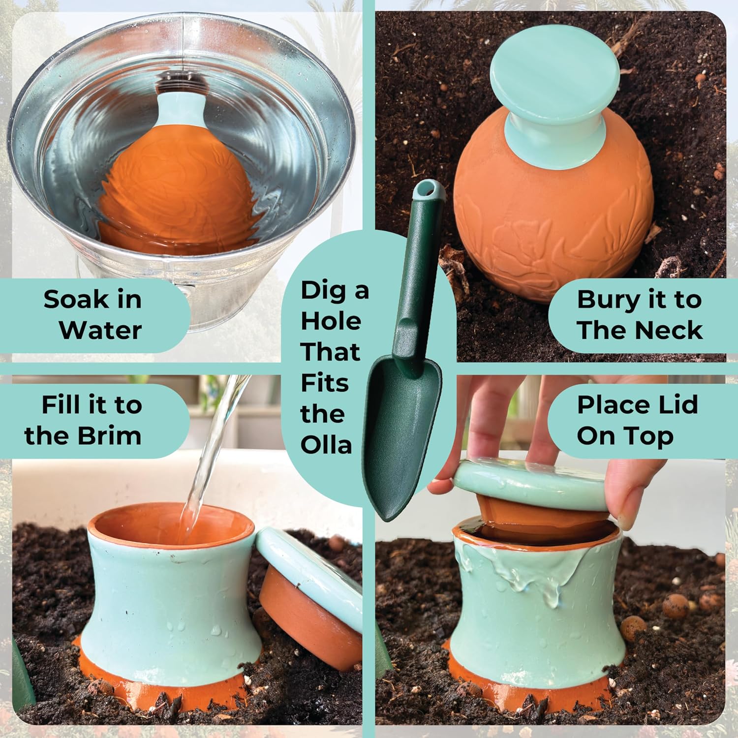 Olla for Watering Plants 160oz 1.25 Gallon XXL OYA Irrigation Clay Water Pot Self Watering Terracotta Pot