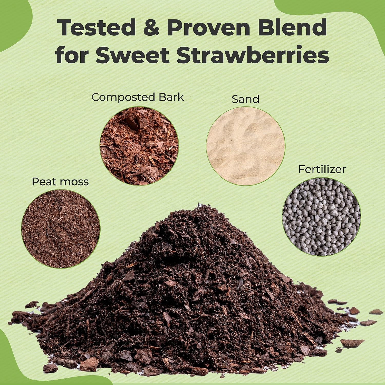 Perfect Plants Organic Strawberry Potting Soil, 8 qt, Fruit Plant Mix | Acidic blend of pine bark, granite sand and